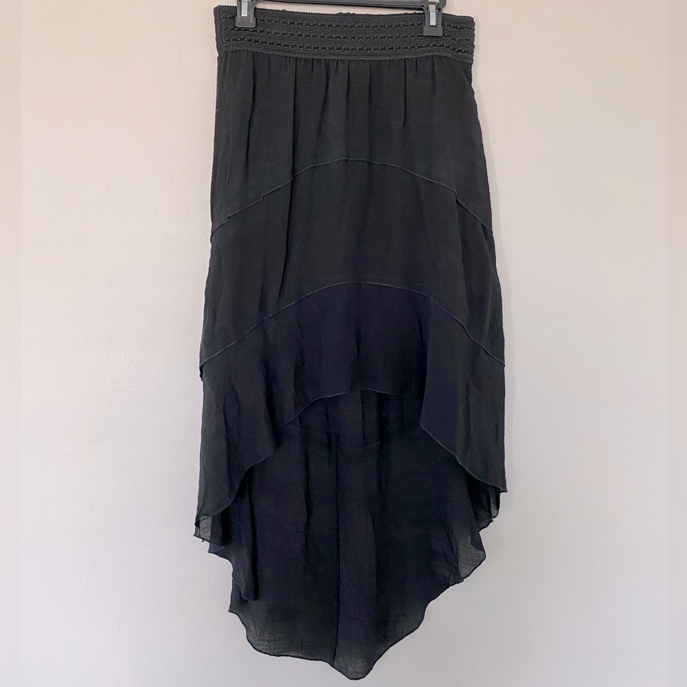 Long Solid Black Ruffled/ Layered/ Tiered/ Cascading Maxi Skirt/ Size Medium